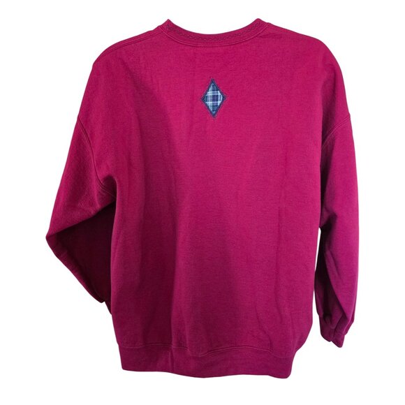 Red Sweatshirt Plaid Argyle Heart Accents vintage grannycore  Heavy Blend - Picture 2 of 4